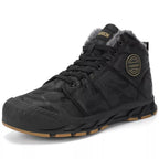 Bottines d'hiver homme imperméables, semelle en caoutchouc, noir