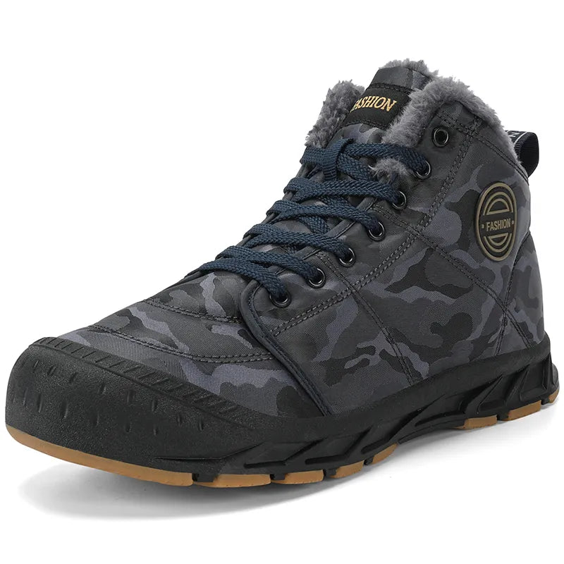 Bottines d'hiver homme imperméables, semelle en caoutchouc, gris bleu