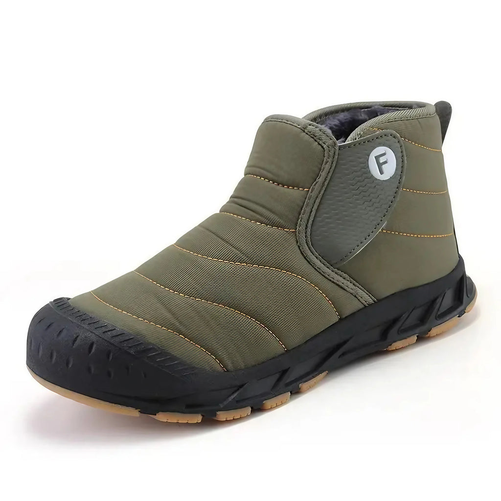 Bottines d'hiver fourrées imperméables, hommes et femmes, vert