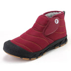 Bottines d'hiver fourrées imperméables, hommes et femmes, rouge