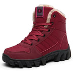 Bottines d'hiver mixtes fourrées, tige imperméable, du 35 au 46, rouge