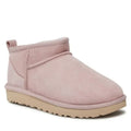 Bottines d'hiver femme fourrées en suédine, semelle antidérapante, rose