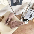 Bottines d'hiver femme fourrées en suédine, semelle antidérapante