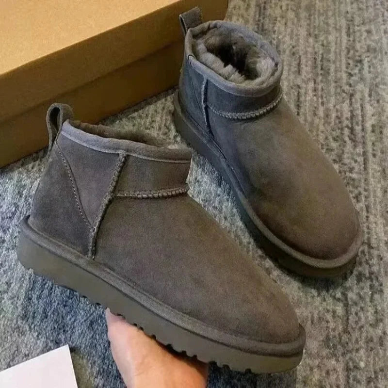 Bottines d'hiver femme fourrées en suédine, semelle antidérapante