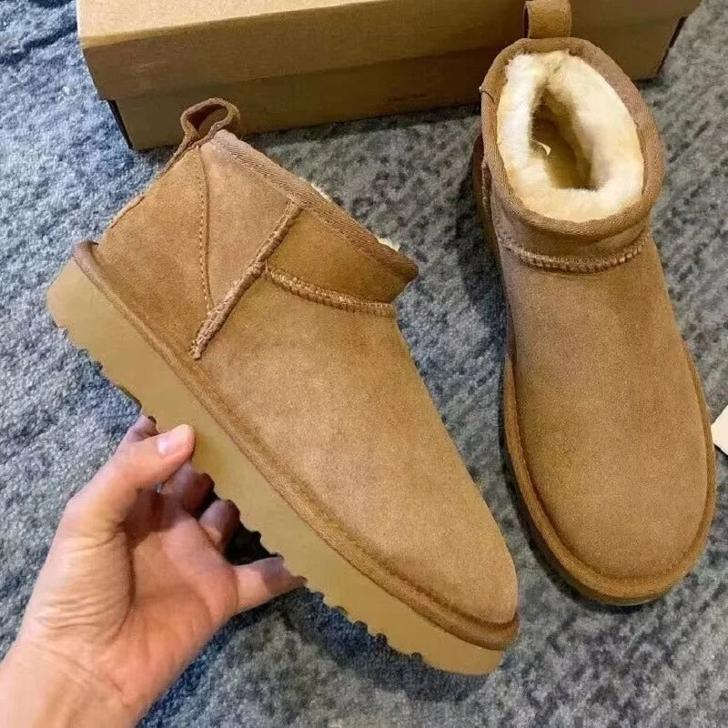 Bottines d'hiver femme fourrées en suédine, semelle antidérapante