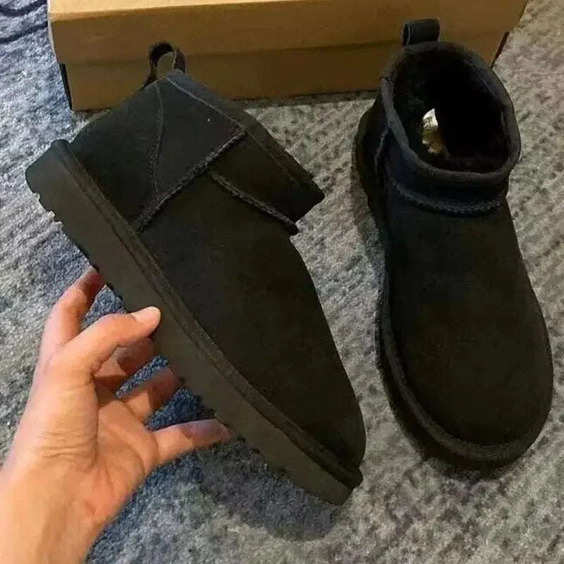 Bottines d'hiver femme fourrées en suédine, semelle antidérapante