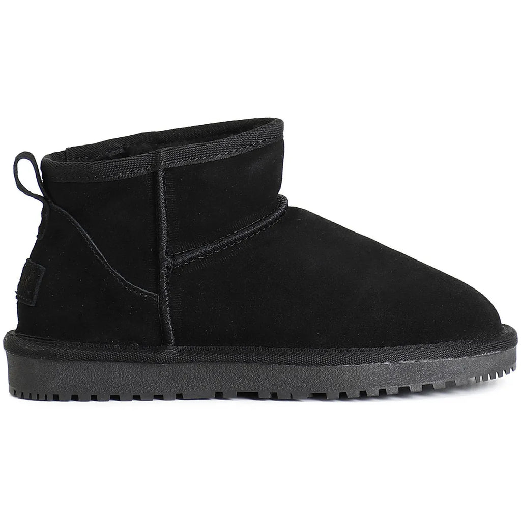 Bottines d'hiver femme fourrées en suédine, semelle antidérapante, noir