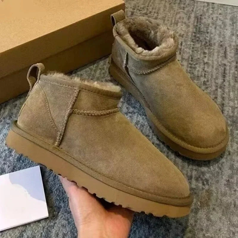 Bottines d'hiver femme fourrées en suédine, semelle antidérapante