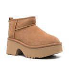 Bottines d'hiver femme à plateforme en daim, doublure mouton