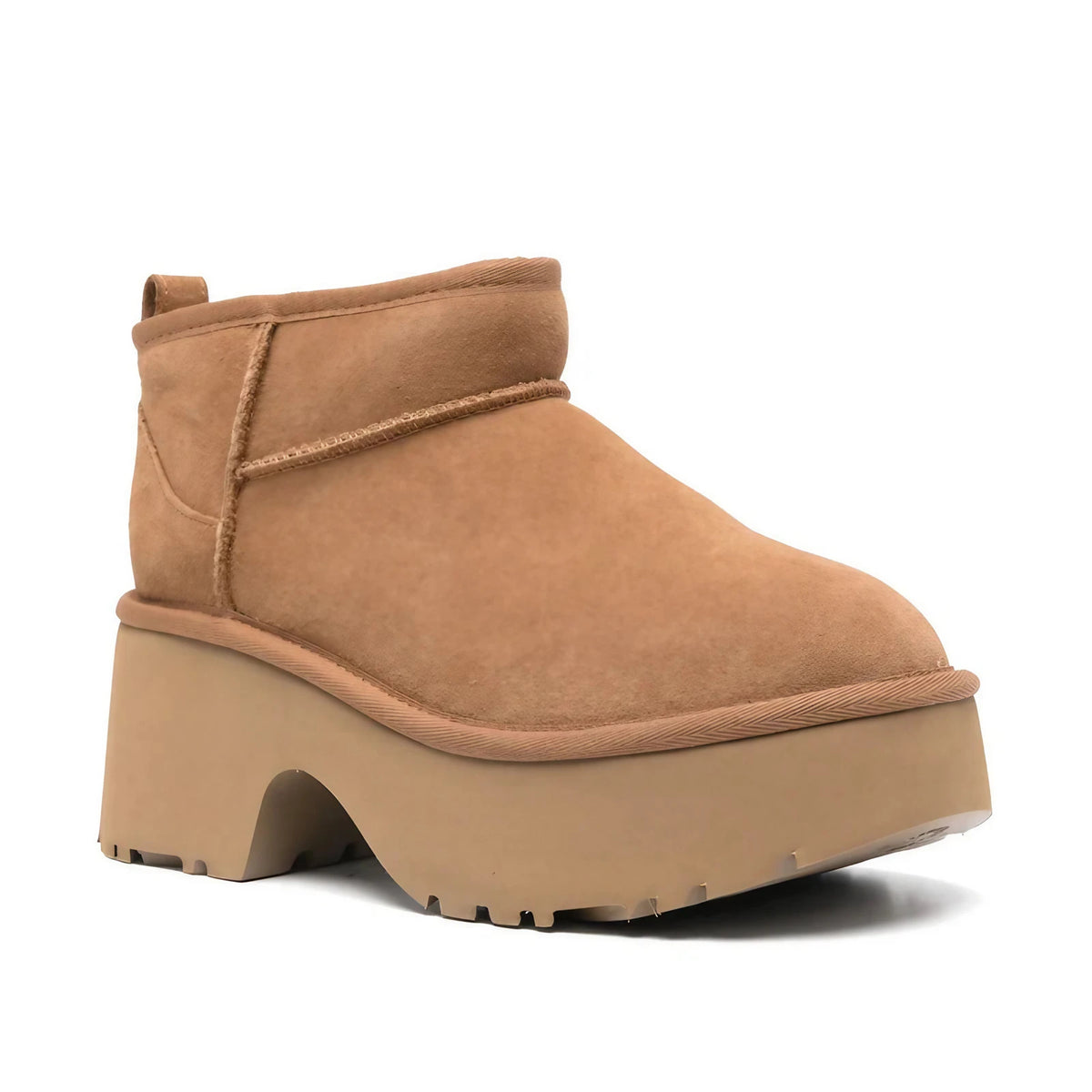 Bottines d'hiver femme à plateforme en daim, doublure mouton