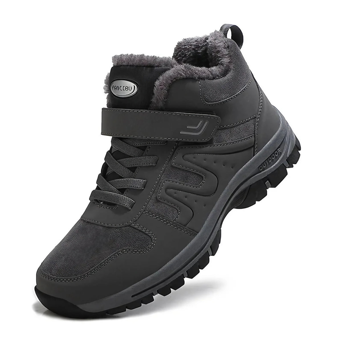 Bottines d'hiver femme fourrées et imperméables, à enfiler, gris