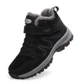 Bottines d'hiver femme fourrées et imperméables, à enfiler, noir et violet