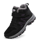 Bottines d'hiver femme fourrées et imperméables, à enfiler, noir et violet