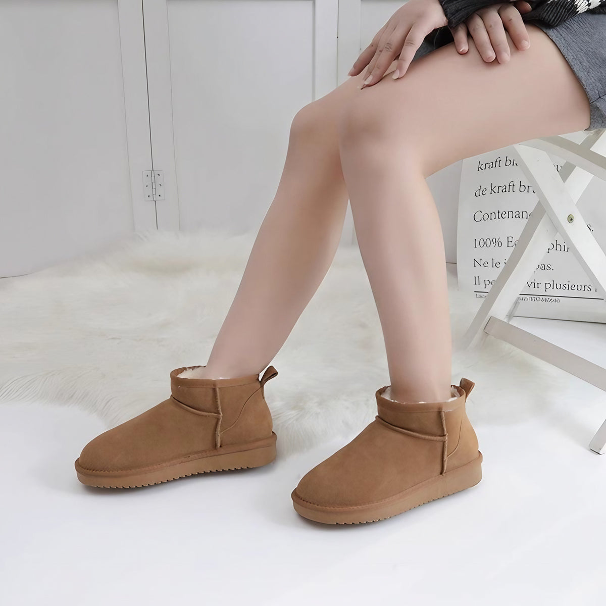 Bottines d'hiver femme doublées, semelle caoutchouc, sept coloris