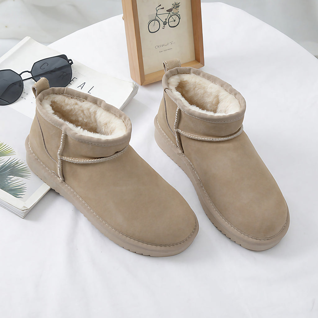 Bottines d'hiver femme doublées, semelle caoutchouc, sept coloris, kaki