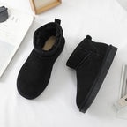 Bottines d'hiver femme doublées, semelle caoutchouc, sept coloris, noir