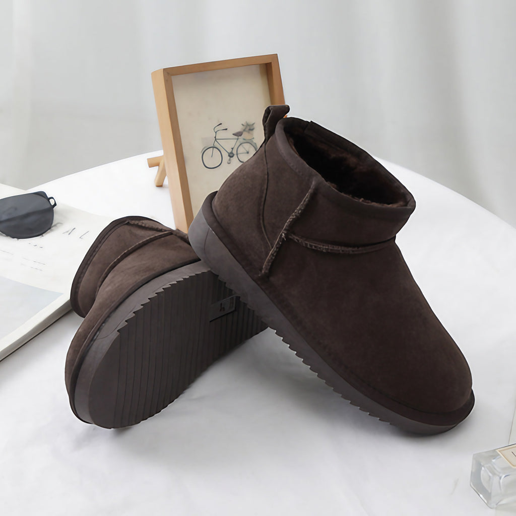 Bottines d'hiver femme doublées, semelle caoutchouc, sept coloris, chocolat
