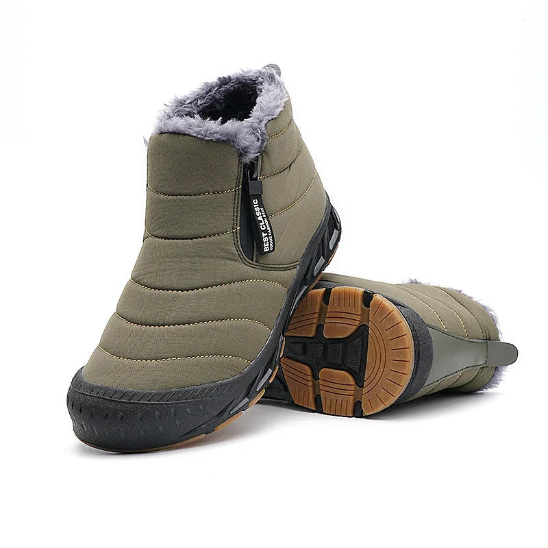 Bottines d'hiver unisexe fourrées, zip latéral, du 36 au 46