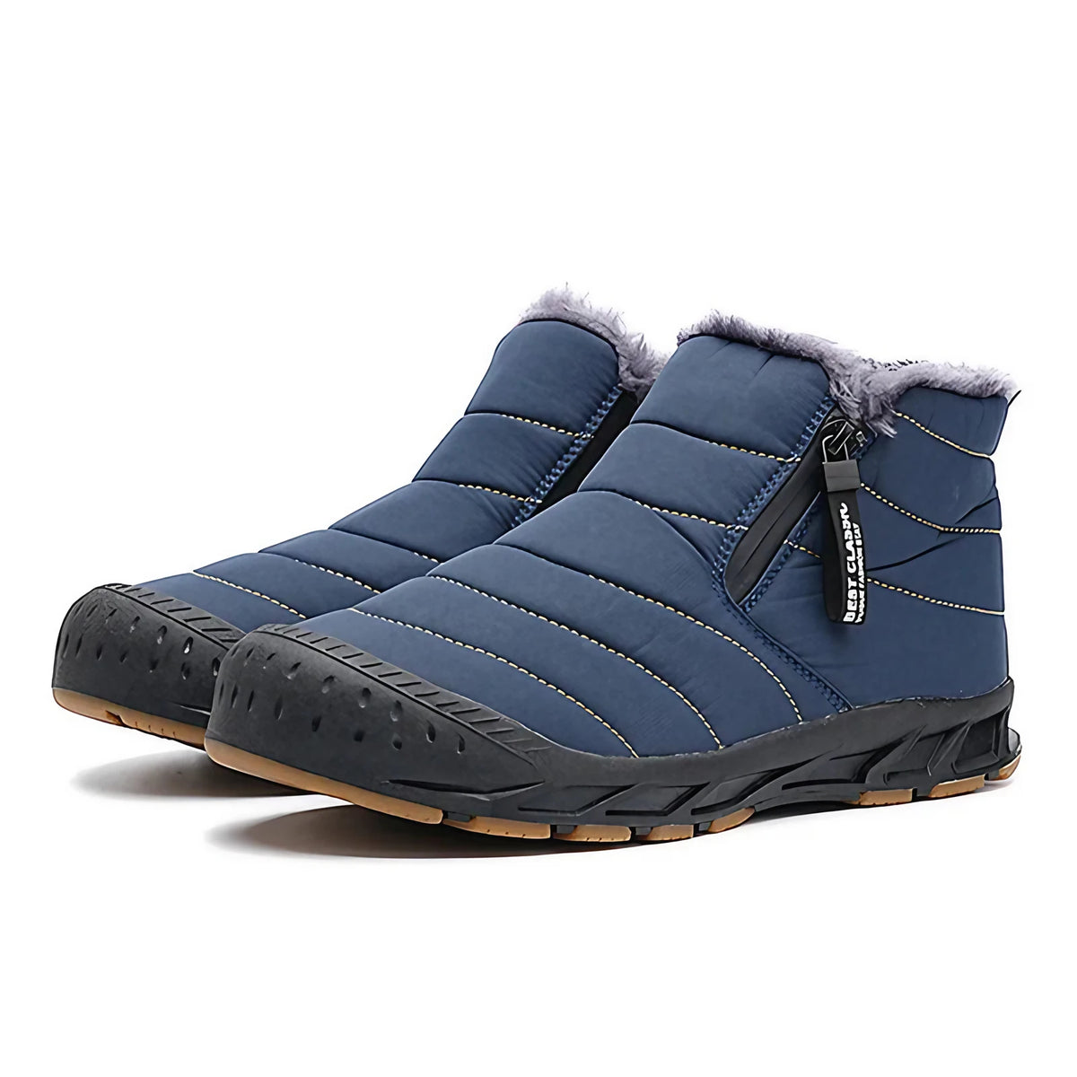Bottines d'hiver unisexe fourrées, zip latéral, du 36 au 46, bleu