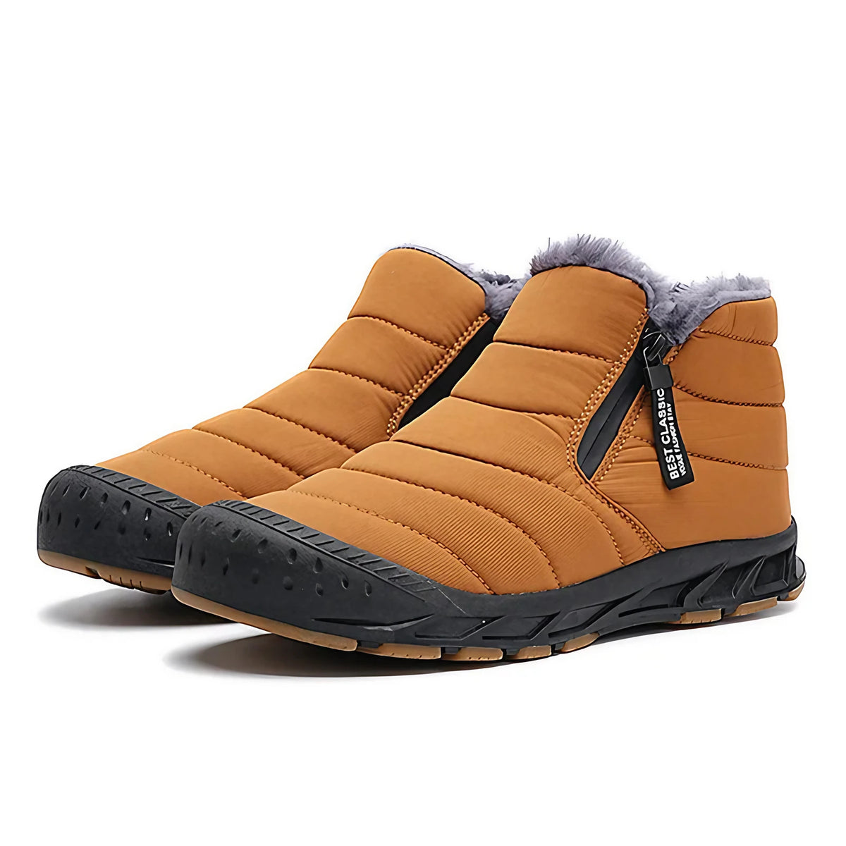 Bottines d'hiver unisexe fourrées, zip latéral, du 36 au 46, jaune