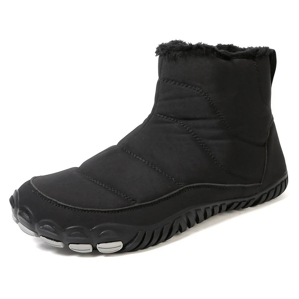 Bottines d'hiver pieds nus mixtes, fourrées et imperméables, noir