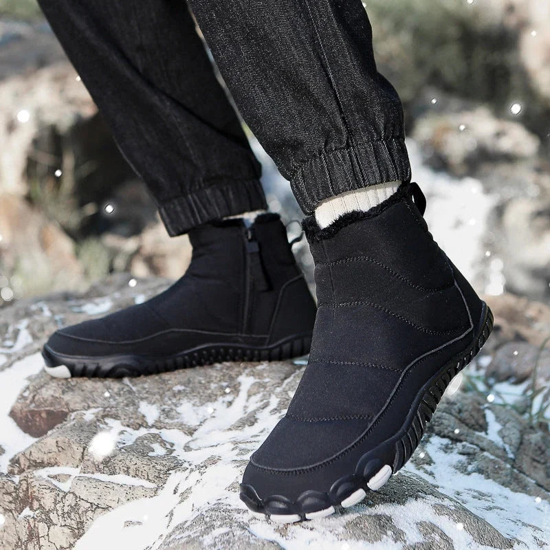 Bottines d'hiver pieds nus mixtes, fourrées et imperméables