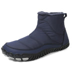 Bottines d'hiver pieds nus mixtes, fourrées et imperméables, bleu