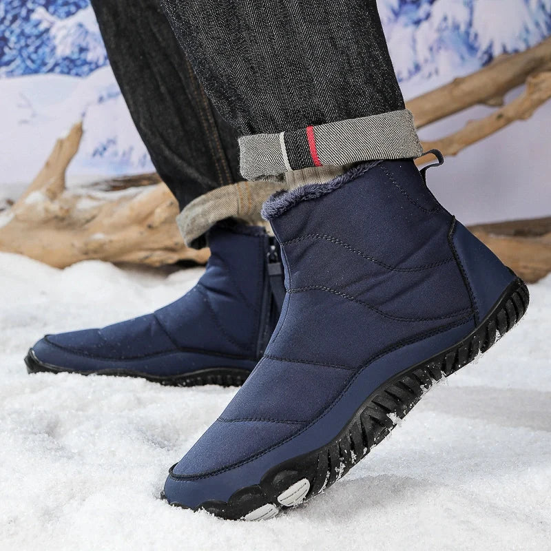 Bottines d'hiver pieds nus mixtes, fourrées et imperméables