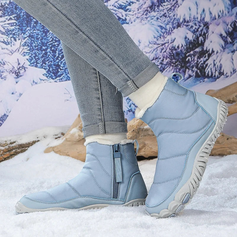 Bottines d'hiver pieds nus mixtes, fourrées et imperméables