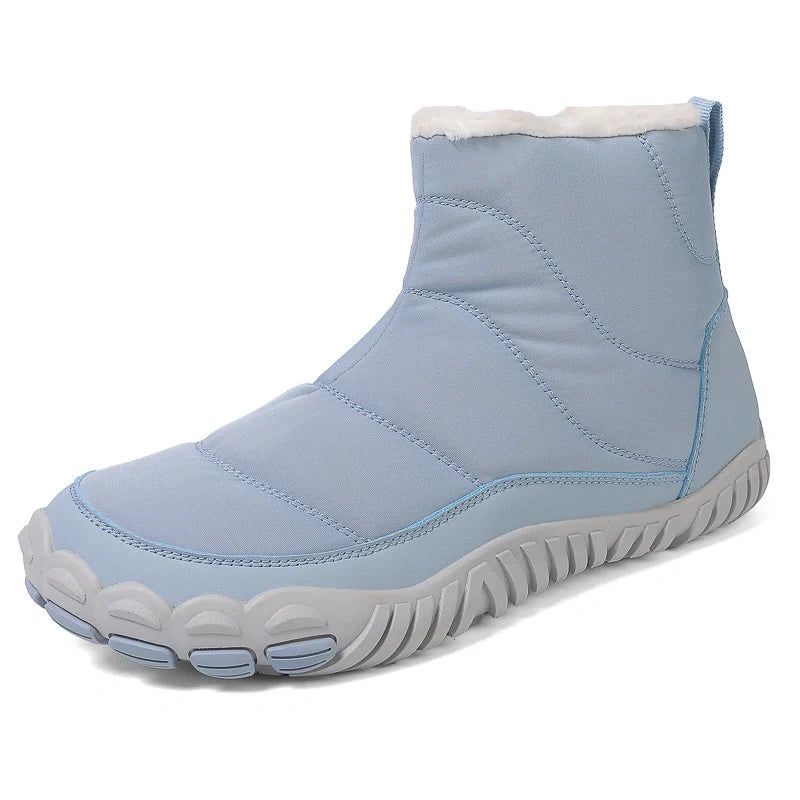 Bottines d'hiver pieds nus mixtes, fourrées et imperméables, bleu marine