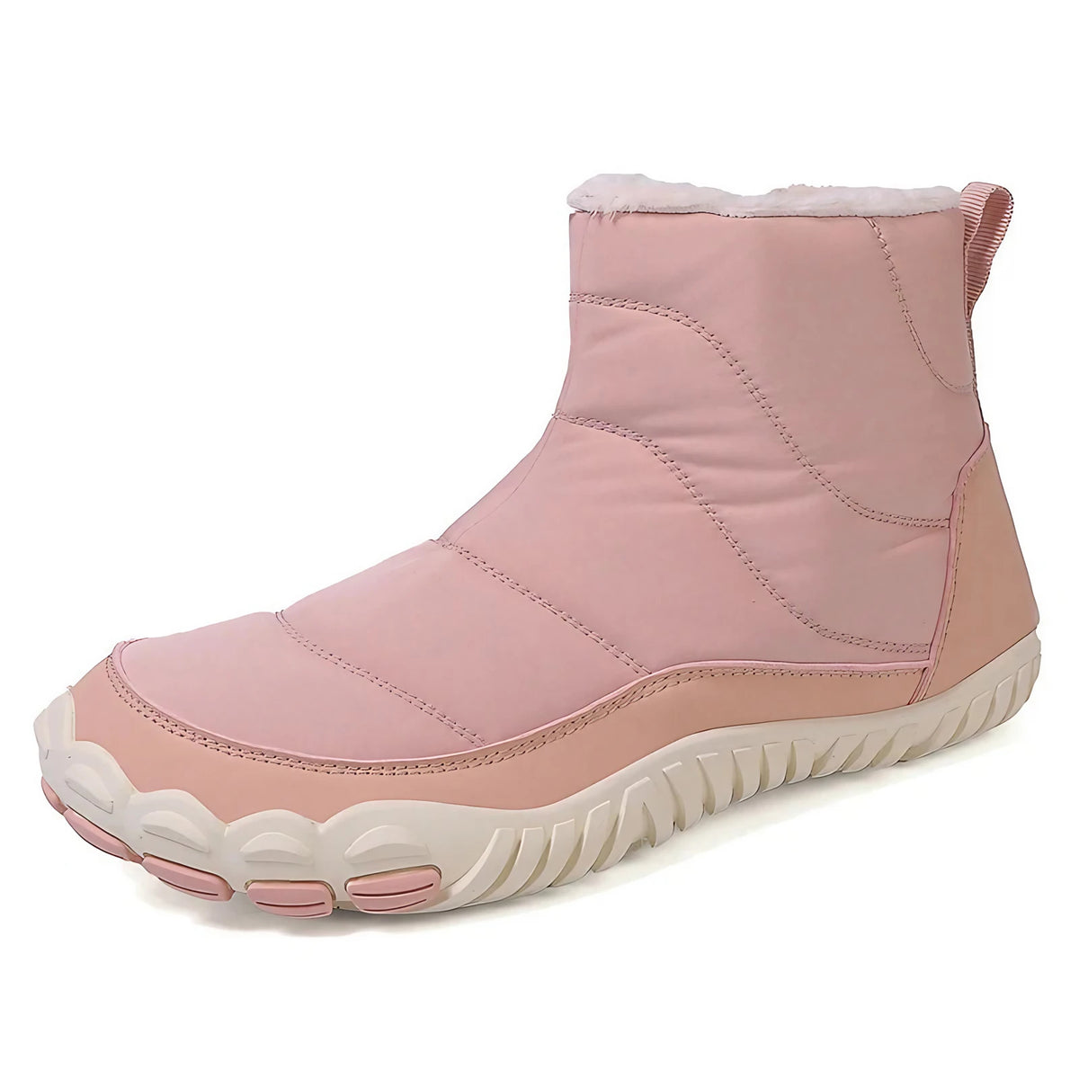 Bottines d'hiver pieds nus mixtes, fourrées et imperméables, rose