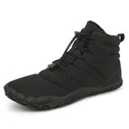 Bottines d'hiver pieds nus mixtes, fourrées, zip latéral, noir