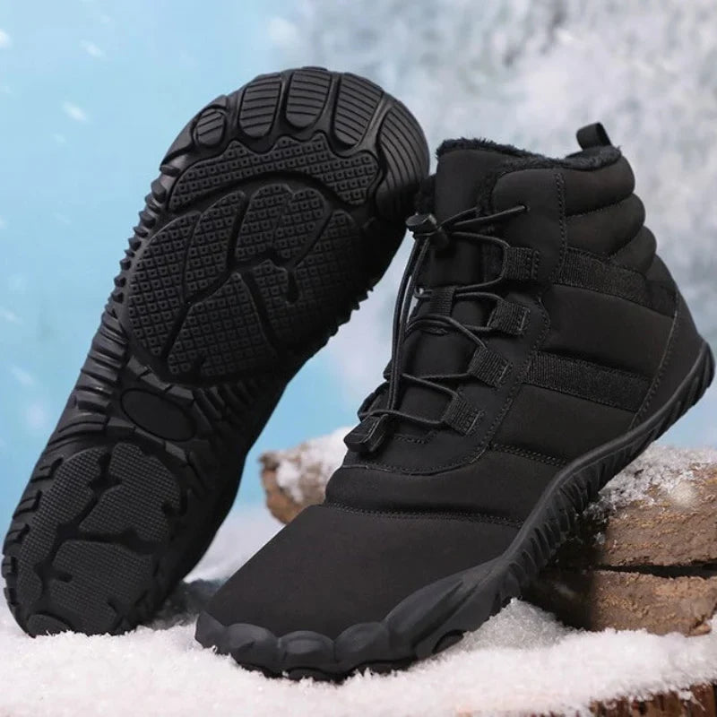 Bottines d'hiver pieds nus mixtes, fourrées, zip latéral
