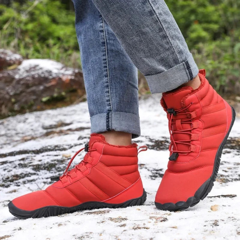 Bottines d'hiver pieds nus mixtes, fourrées, zip latéral