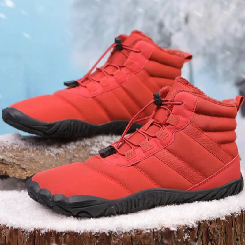 Bottines d'hiver pieds nus mixtes, fourrées, zip latéral