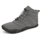 Bottines d'hiver pieds nus mixtes, fourrées, zip latéral, gris