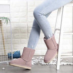 Bottines d'hiver en daim fourrées, mixtes, neuf coloris, rose