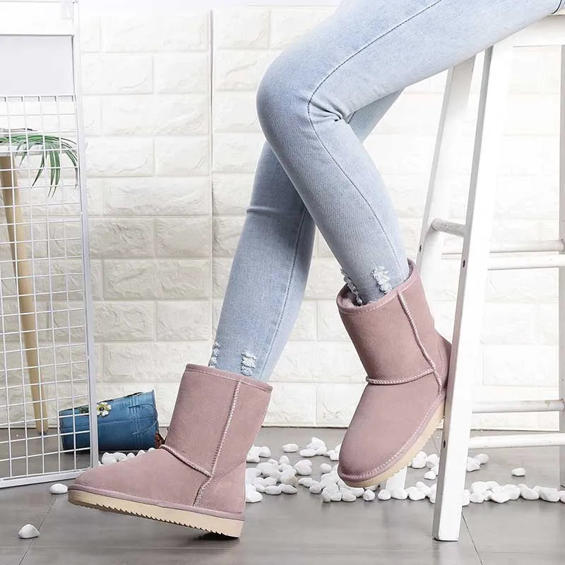 Bottines d'hiver en daim fourrées, mixtes, neuf coloris, rose