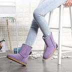 Bottines d'hiver en daim fourrées, mixtes, neuf coloris, violet