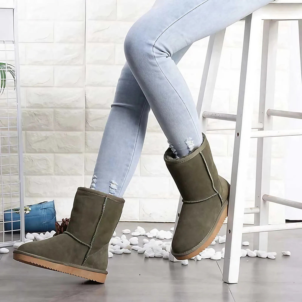 Bottines d'hiver en daim fourrées, mixtes, neuf coloris, vert