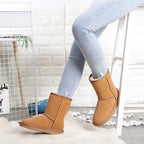 Bottines d'hiver en daim fourrées, mixtes, neuf coloris, marron