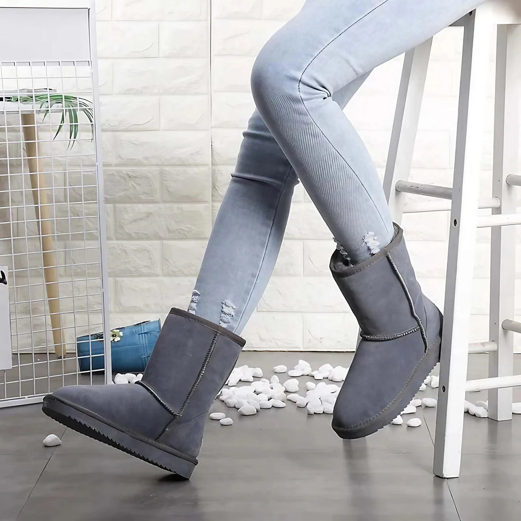 Bottines d'hiver en daim fourrées, mixtes, neuf coloris, gris