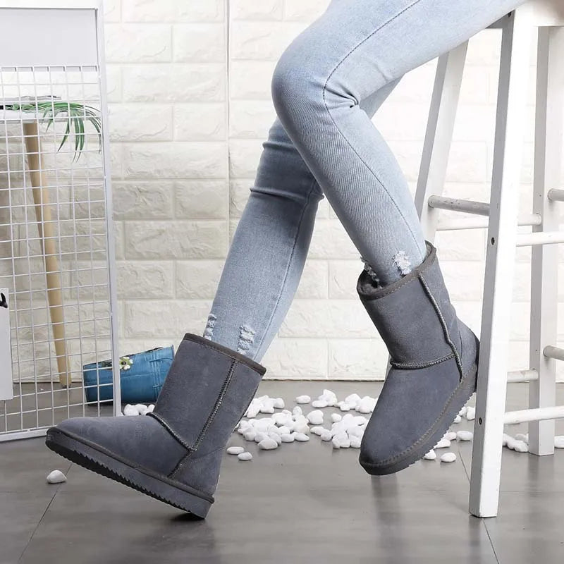 Bottines d'hiver en daim fourrées, mixtes, neuf coloris, gris