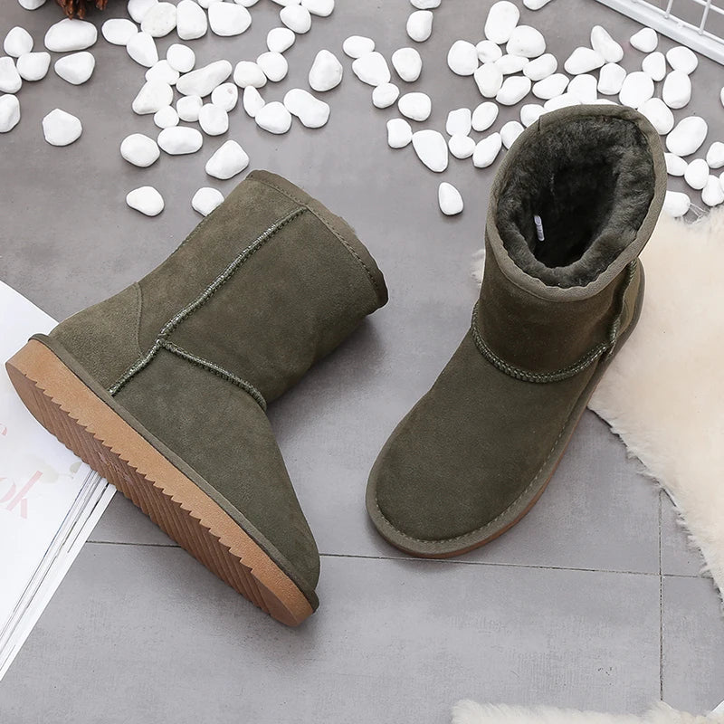 Bottines d'hiver en daim fourrées, mixtes, neuf coloris