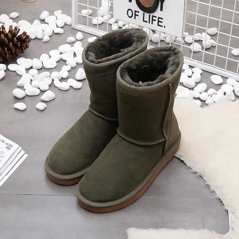 Bottines d'hiver en daim fourrées, mixtes, neuf coloris