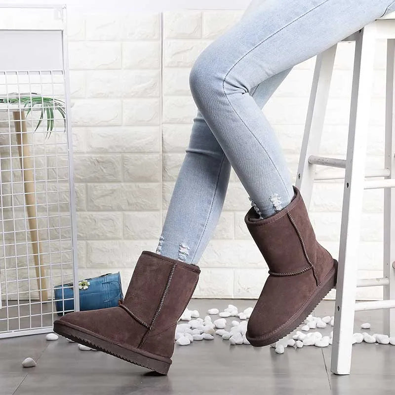 Bottines d'hiver en daim fourrées, mixtes, neuf coloris