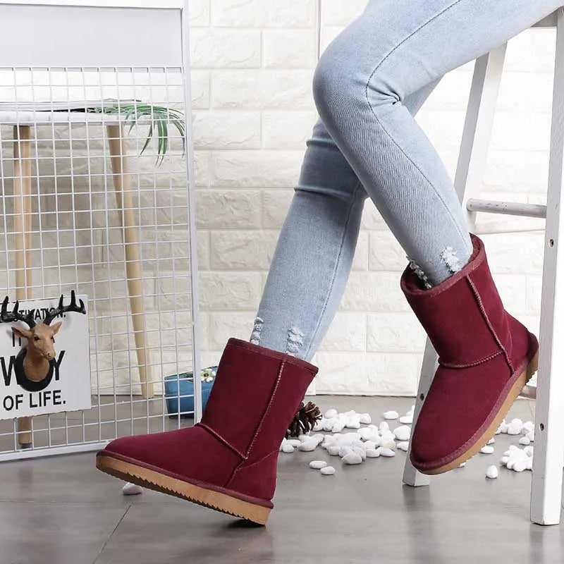 Bottines d'hiver en daim fourrées, mixtes, neuf coloris