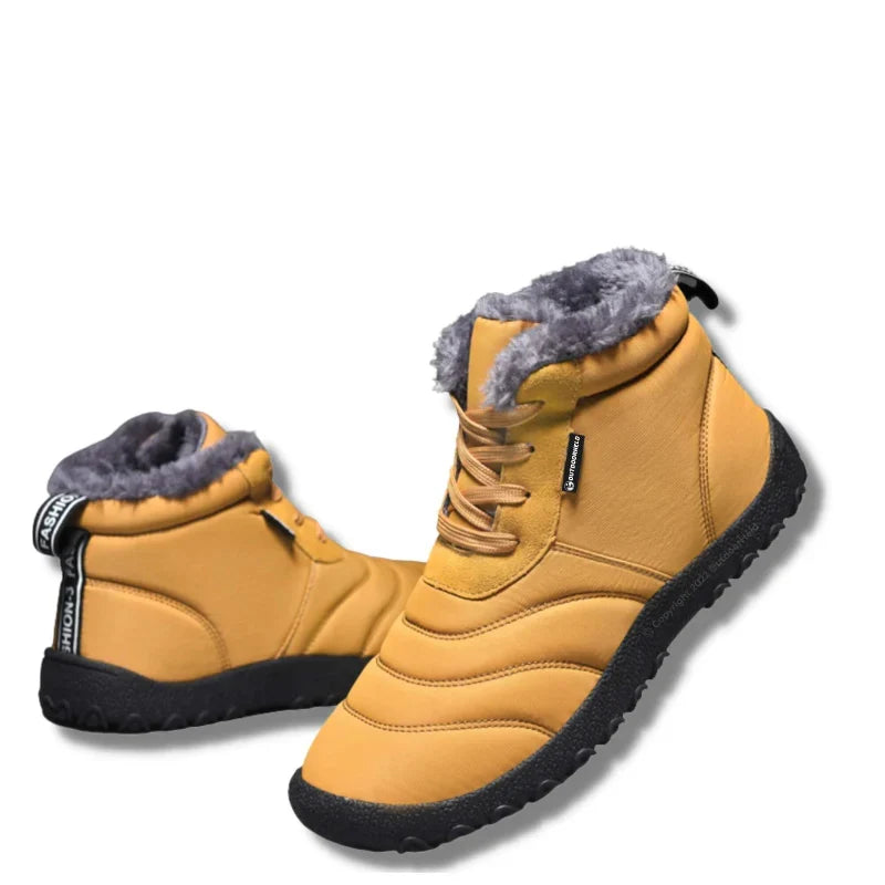 Bottines d'hiver mixtes pieds nus, doublure polaire, 38 au 46, jaune