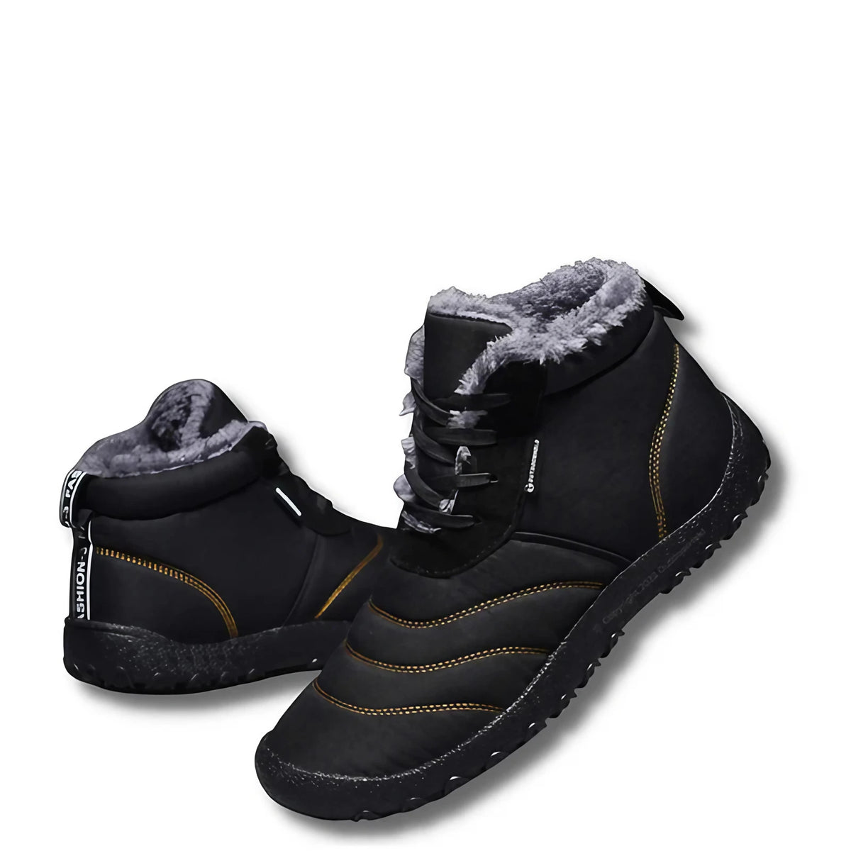 Bottines d'hiver mixtes pieds nus, doublure polaire, 38 au 46, noir