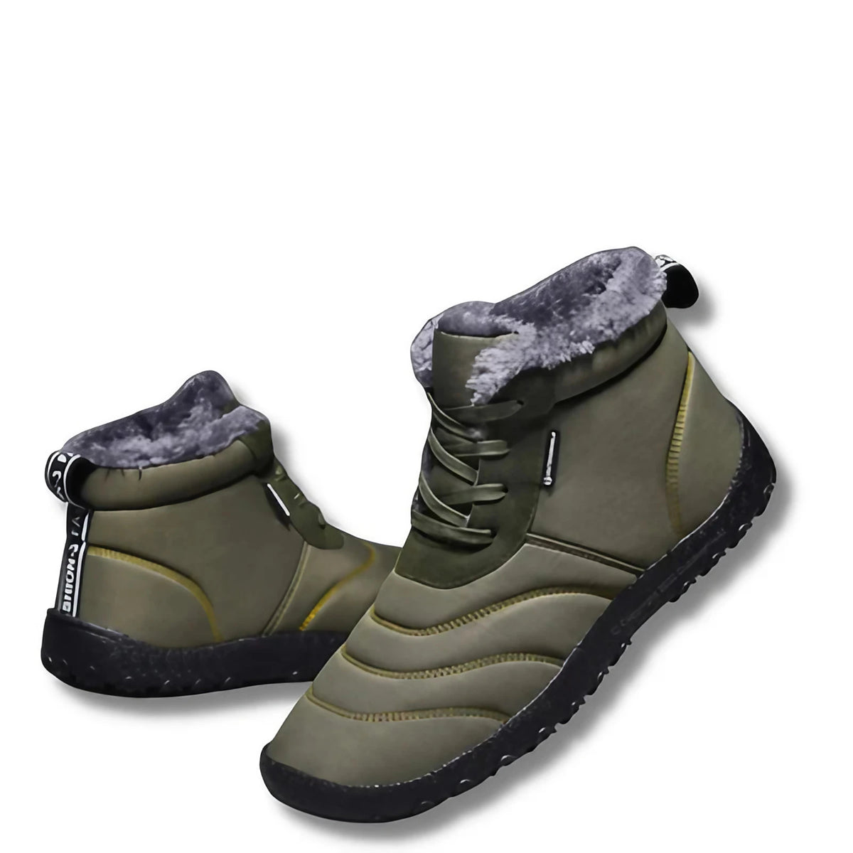 Bottines d'hiver mixtes pieds nus, doublure polaire, 38 au 46, olive